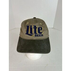 Vintage Miller Lite Beer Hat, SnapBack Cap, Beige, Logo, Beer
